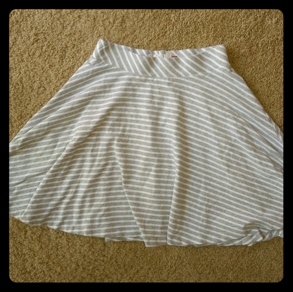 Gray and White Striped Skirt